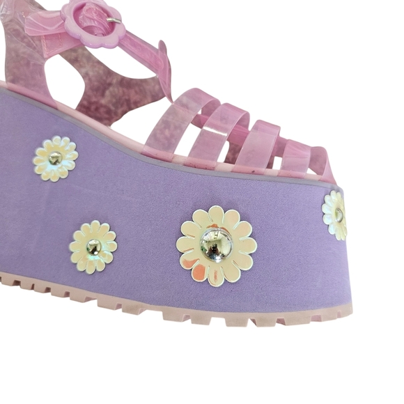 Sugar Thrillz Platform Pushin Daisies Jelly Sandals Shoes Size 7 - Picture 4 of 8